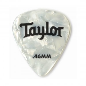 Taylor Celluloid 351 Picks, White Pearl, 0.46mm, 12-Pack